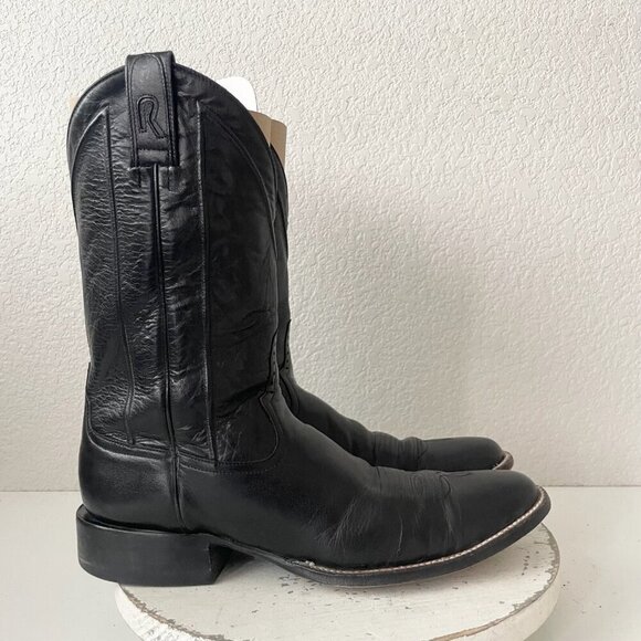 Rod Patrick Mens Cowboy Boots 13AA Black Genuine Leather Roper Western Round Toe - Picture 2 of 12